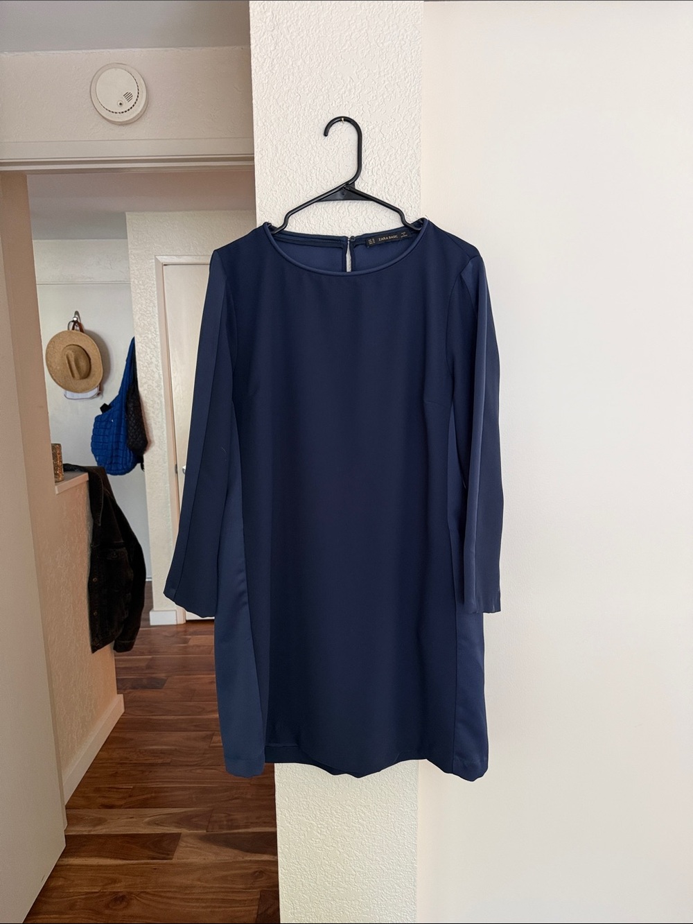 Zara Navy Long-Sleeve Shift Dress